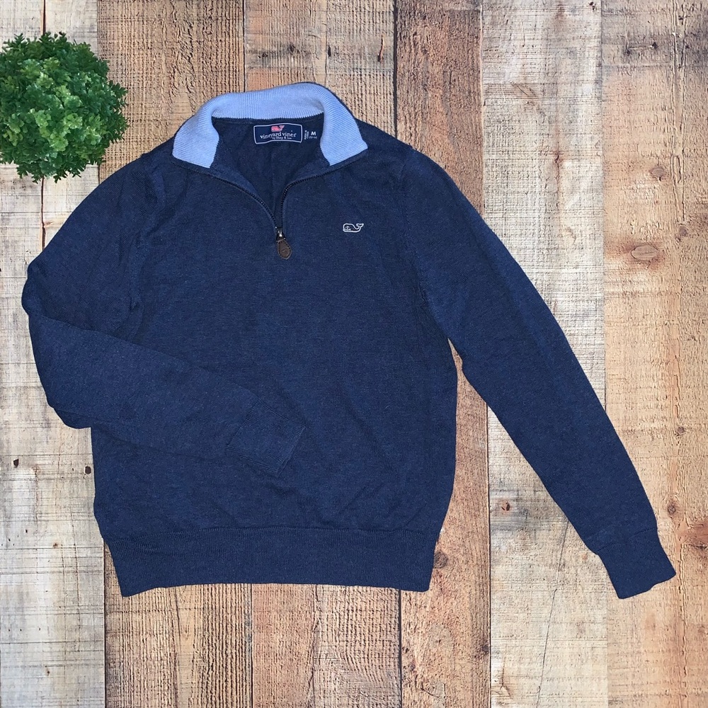 VineyardVines | Boys Classic zip Mock Neck Sweater